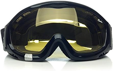Fit Over Glasses' Anti-fog Riding Goggles with Sponge Liner Adjustable Elastic Headband (Yellow Lens Brighter)