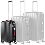 [Mühelos] Hartschalenkoffer mit Top Handling. Durch vier 360° Rotation Rollen, ( gummiert und leise) einem Alu-Teleskopgriff und zwei weitere laterale Tragegriffen, aus ergonomischen Polycarbonat.