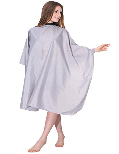 WM Beauty Professional Water Repellent Adjustable Hair Salon Cape with Snaps Closure, Grey
