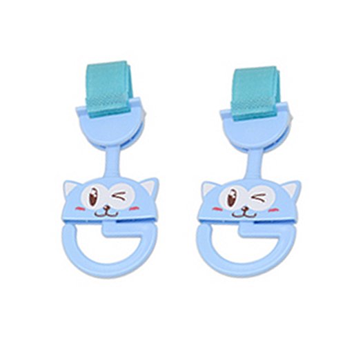 Cute Hot Sale Stroller Hooks Baby Stroller, 2 Pack, Blue Cat (16*4.5CM)