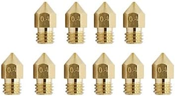 Zomiee 3D Printer 0.4mm Brass Extruder Nozzle Print Heads for MK8 Makerbot Reprap 3D Printers (Pack of 10pcs)