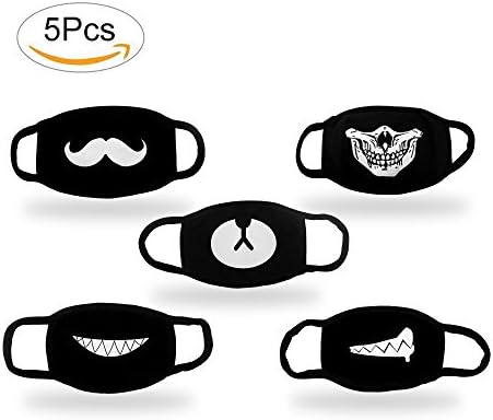 Hanjoy Unisex Anti-dust Solid Black White Cotton Earloop Face Mouth Mask Muffle 5 Pcs