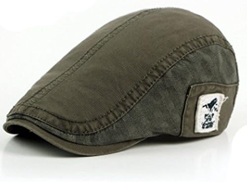ZHANGYUQI Beret spring, summer and autumn new cotton hat British style men's forward hat patch women's duck tongue beret (Color : Army green)