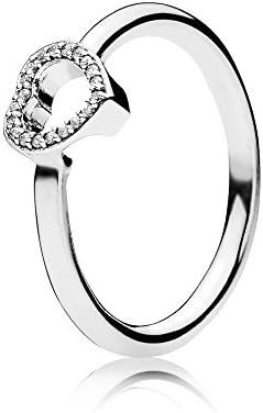 Puzzle heart sterling silver ring with Clear Cubic Zirconia (R 1/2)