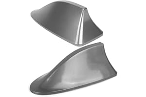 BOLWINS A29DS Antenne de toit universelle en forme d'aileron de requin pour voiture - Radio AM/FM avec amplificateur - Gris - Compatible avec différents modèles de véhicules