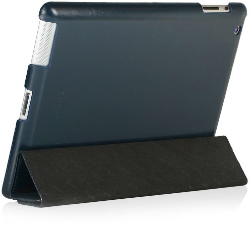 StilGut Couverture Case Tasche aus feinstem Leder für Apple iPad (3. und 4. Generation) unterstützt Smart-Cover Funktion, Nachtblau - 4