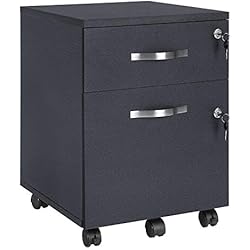 VASAGLE Caisson de Bureau, Caisson de Rangement, Classeur, Armoires Basses, 2 tiroirs pour Dossiers Suspendus, Noir LCD22BV1