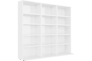 vidaXL High Gloss White CD Cabinet - Engineered Wood Storage Shelf Furniture for Living Room, Bedroom, Office
