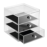 DREI ABLAGEN: Neben drei Schubladen bietet diese Aufbewahrungsbox eine weitere Ablage mit hohem Rand für Uhren, Ketten, Armreifen etc. Zudem ist sie stapelbar.