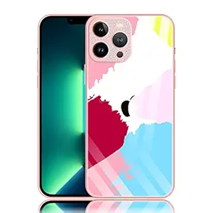 Case Creation Watercolor Series - Liquid Painting Tempered Glass TPU Shockproof Gradient Diamond Sparkle Camera Protection Back Case Colorful Tie-dye Cover for Apple iPhone 13 Pro - (Pattern 2)