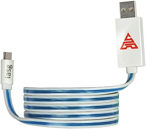 Micro to USB Cable - LED Blue Light - iasg Visible Flowing Current Android Charging Cord for MP3 Players Digital Cameras Smart phones Samsung Galaxy Nexus LG Sony Xiaomi HTC Motorola Kindle PS4 Controller and More (3.3Ft/1M)
