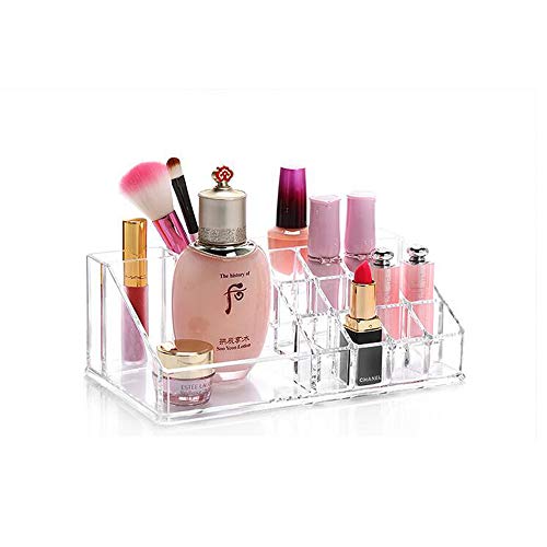 OIF Crystal Clear Make-up Jewelry Box, Acrylic Organizer Storage Cube Lipstick Shelf Girls Women Home Décor Bathroom Valentine's Day