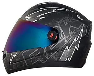 Steelbird SBA-1 R2K Live Full Face Helmet in Matt Finish Helmet Fitted with Clear Visor and Extra Chrome Visor (Medium 580 MM, Matt Black/Grey)