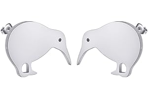 LUTAKU Cut-out Kiwi Bird Earring Stainless Steel Minimalist Cute Fun Quirky Animal Stud Earrings for Women Men New Zealand Native Jewelry Gift