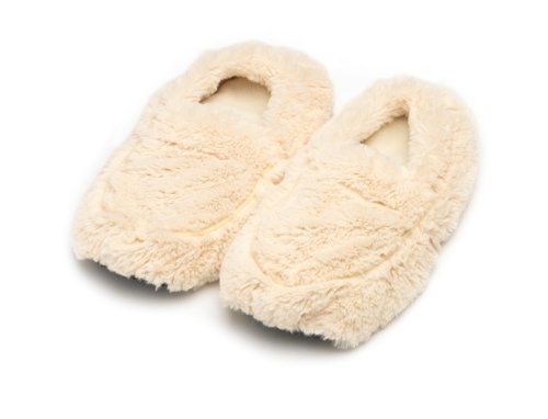 Furry Warmers Fully Microwavable Furry Slippers Cream by Furry Warmers