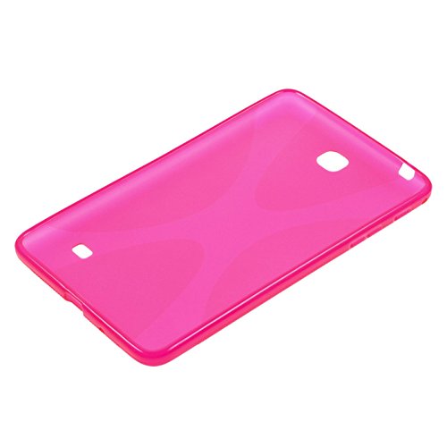 PhoneNatic Case für Samsung Galaxy Tab 4 7.0 Hülle Silikon pink X-Style Cover Galaxy Tab 4 7.0 Tasche + 2 Schutzfolien - 4