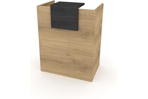 DUÓFIC Mostrador de Recepción y Oficina. Facil Montaje 80x105x50 cm | 19mm de Grosor de Tablero | Fabricado en España. (Olmo - Azabache)