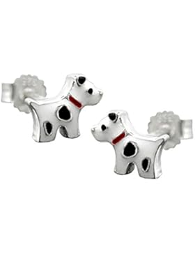 SCHMUCK STECKER OHRSTECKER OHRRING HUND MIT FLECKEN SILBER 925 KINDERSCHMUCK SCHMUCK FÜR MÄDCHEN