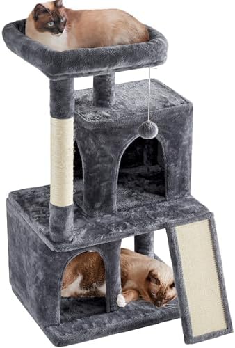 Yaheetech Tiragraffi Albero per Gatti con Trespolo Grande Alto 106 cm Gioco Giocattolo per Gatti Grigio Scuro