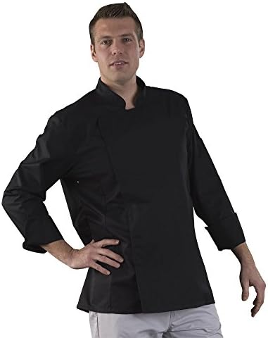 Chef’s Jacket, Long Sleeves, Twill 210 grams, Black, Stainless Press Studs, Machine Washable at 90 degrees or industrial strength - black - T14