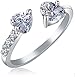 Karatcart Platinum Plated Trendy Elegant Austrian Crystal Heart Cut Adjustable Ring For Women