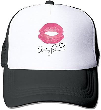 Feruch Ariana Grande Lips Mesh Hat Trucker Comfortable Black Black