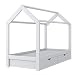 Produktbild Vicco Kinderbett Kinderhaus Jugendbett Kinder Bett Holz Haus Schlafen Spielbett Hausbett - lackiertes Massivholz - kindgerechte Verarbeitung (Weiß, 90 x 200 cm + Schublade)