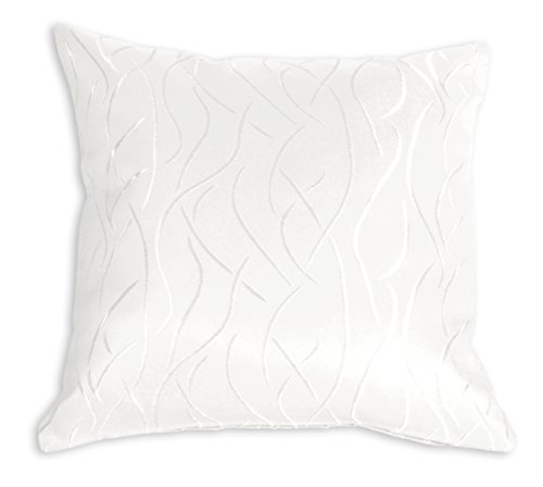 Kissenhülle #257 Damast Streifen Muster 40x40 oder 50x50 cm Kissenbezug Deko modern (weiß, 50x50 cm)