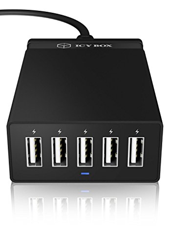Icy Box IB-CH501 Intelligentes 5-fach USB-Schnell-Ladegerät (4x USB mit 5 V / 2.4 A), kompatibel mit allen USB-Geräten (5 V) - 2