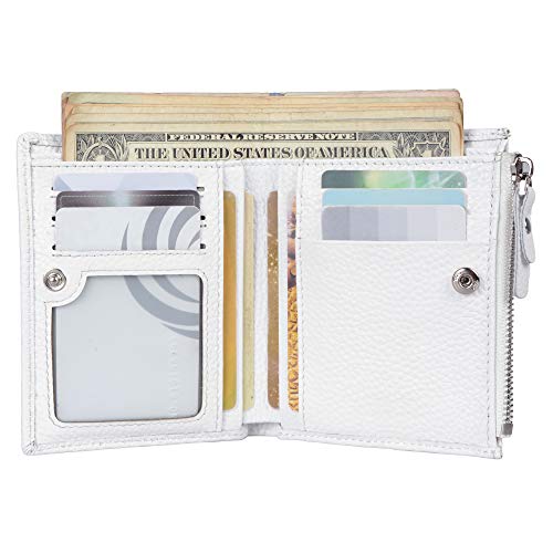 Leather Purse, Women RFID Blocking Wallet Full Grain Leather Small Compact Bifold Trifold Mini RFID Wallets for Women with 14 Card Slot Holder by Befen