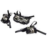 BESTOYARD Lace Blindfold and Handcuffs Set Fancy Costume for Party Role Play Sex Flirting (Gold)