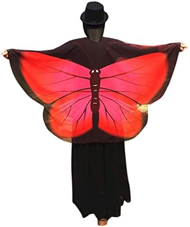 Women Shawl Sonnena 160*140cm Butterfly Wings Wrap Shawl Fairy Ladies Girls Nymph Pixie Costume Dresses Capes Stoles Coat Accessory Good Decoration For Party Dress up Easter Day Gift (Shawl, C- Red)
