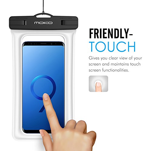 MoKo Custodia Impermeabile Galleggiante con bracciale e fascetta da collo per iPhone X / 8 / 7 / 7 plus / SE / 6s Plus / 6s, Galaxy S7 / S7 Edge e altri Smartphone - IPX8 Certificato, BIANCO