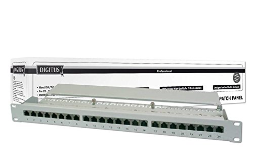 DIGITUS Cat.6 Klasse E Patch Panel, geschirmt, 16-Port RJ45, LSA(+), 8P8C, 1HE, 483 mm (19″) Rack Mount, Farbe Grau RAL 7035 - 4