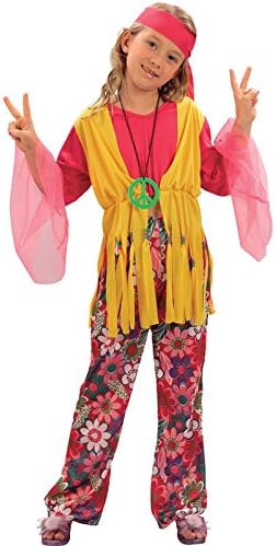 CESTRIAN Kids Girls Hippy Flower Power 1960S 1970S 60S 70S Disco Hippie Fancy Dress Medium 7-9 Years
