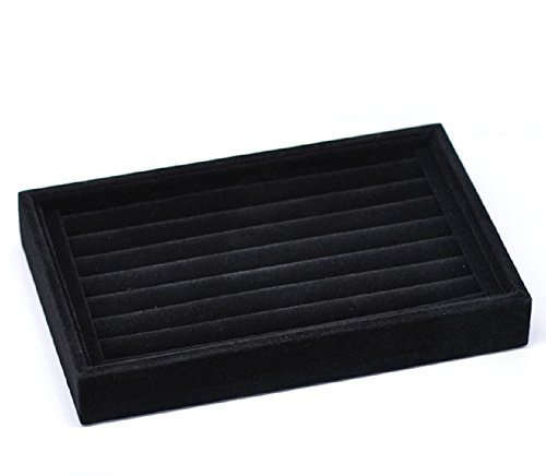 SiAura Material ® - 1x Schmuckkasten Ringkasten Ringständer Schmuckbox Schmuckschatulle schwarz Baumwollsamt 14,5x22,5x3cm