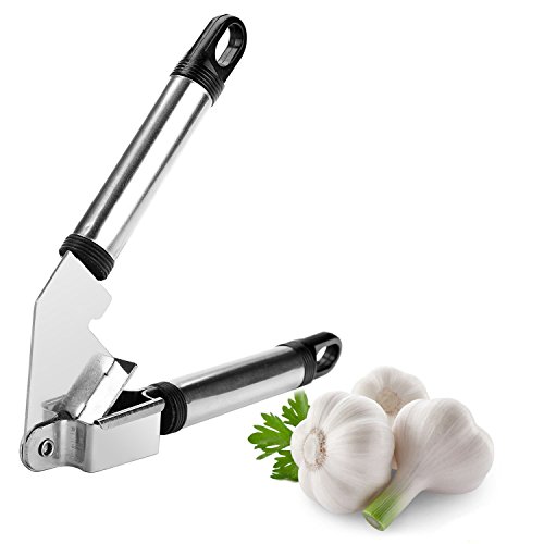 Smacho Knoblauchpresse Edelstahl Garlic Press Perfekt für ungeschälte Knoblauchzehen mit Knoblauchschäler kostenlos (Modell 12783) - 2
