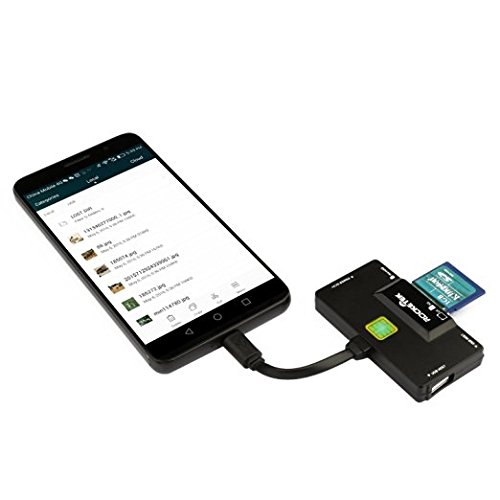 Rocketek® Trail und Wild-Kamera-Viewer für Android-Geräte, Micro-USB-Anschluss, liest und schreibt SD-Karten, Micro SD-Karten und CF-Karten mit 2 USB-Ports für die Jagd und Wild-Kamera-Kartenleser