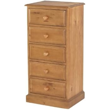 Country Solid Pine 5 Drawer Tall Chest Of Drawers Furniture