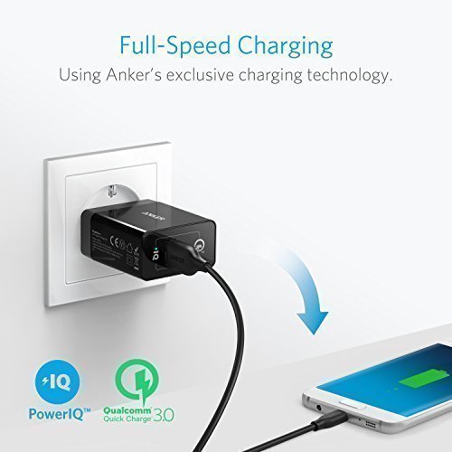 Anker PowerPort+1 18W USB Ladegerät mit Quick Charge 3.0 und Power IQ + 0.9m Micro USB Kabel für Galaxy S7 / S6 / Edge / Plus, Note 5 / 4, LG G4, HTC One A9 / M9, Nexus 6, iPhone, iPad und weitere (Schwarz) - 7
