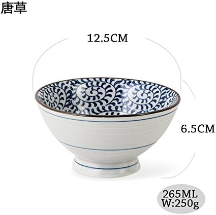 Parendory Rice Bowl Ceramic Household High Foot Anti Ironing Tableware Bowl,Tang Grass