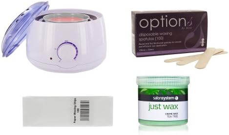All in one waxing kit with Tea Tree Wax Wax Heater Strips and spatulas Wax kit