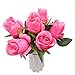 Produktbild BlueXP 6 Stück Künstliches Blumen Seidenrosen Fake Rosen Blumen Gefälschte Blatt Simulation Blumen Bouquet Wohnaccessoires Deko für Bridal Bouquet Hochzeit Home Weihnachtsgeschenk Tiefes Rosa