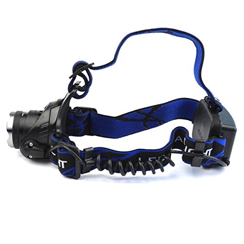 LED Stirnlampe, LED Kopflampe Stirnlicht zoombar wiederaufladbar mit Akkus, 3 Lichtarten einstellbar - 4