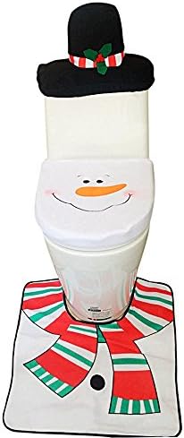 LeScorecor(TM)Hot 3PCS Fancy Santa Toilet Seat Cover and Rug Bathroom Set Christmas Decoration Bathroom Product