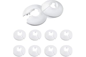 HEUSKAY 10 Pcs Radiator Pipe Covers Pipe Collars,Plastic Water Pipe Cover Decoration Drain Line Cover Collars for Heating Radiator Pipe(White,25mm)