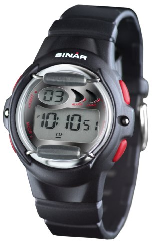 Sinar Armbanduhr - Jugenduhr digital - mit Alarm Stoppuhr Timer - schwarz