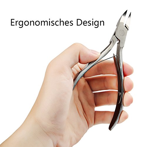 Auxent Nagelzange Kopfschneider Nagelschere aus Edelstahl mit Scharfem und Glattem Schnitt für Dicke und Tiefe Eingewachsene Fußnägel und Fingernägel, Rostfrei, Silber - 6