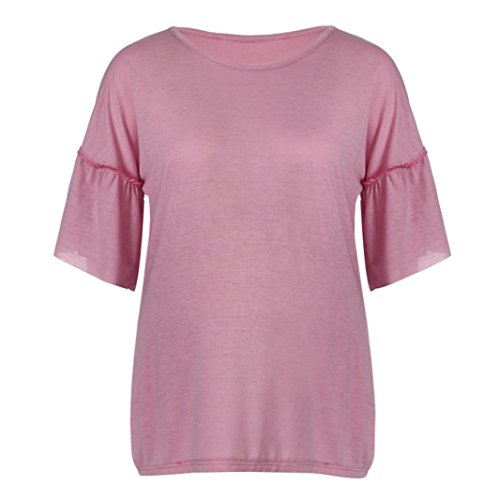 erthome Womens Pregnants Tops Flare Sleeve Nursing Blouse Baby For Maternity T-Shirt 1pc (M, Pink)