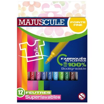 Majuscule-feutres Pointe Fine, Couleurs Assorties - Pochette De 12